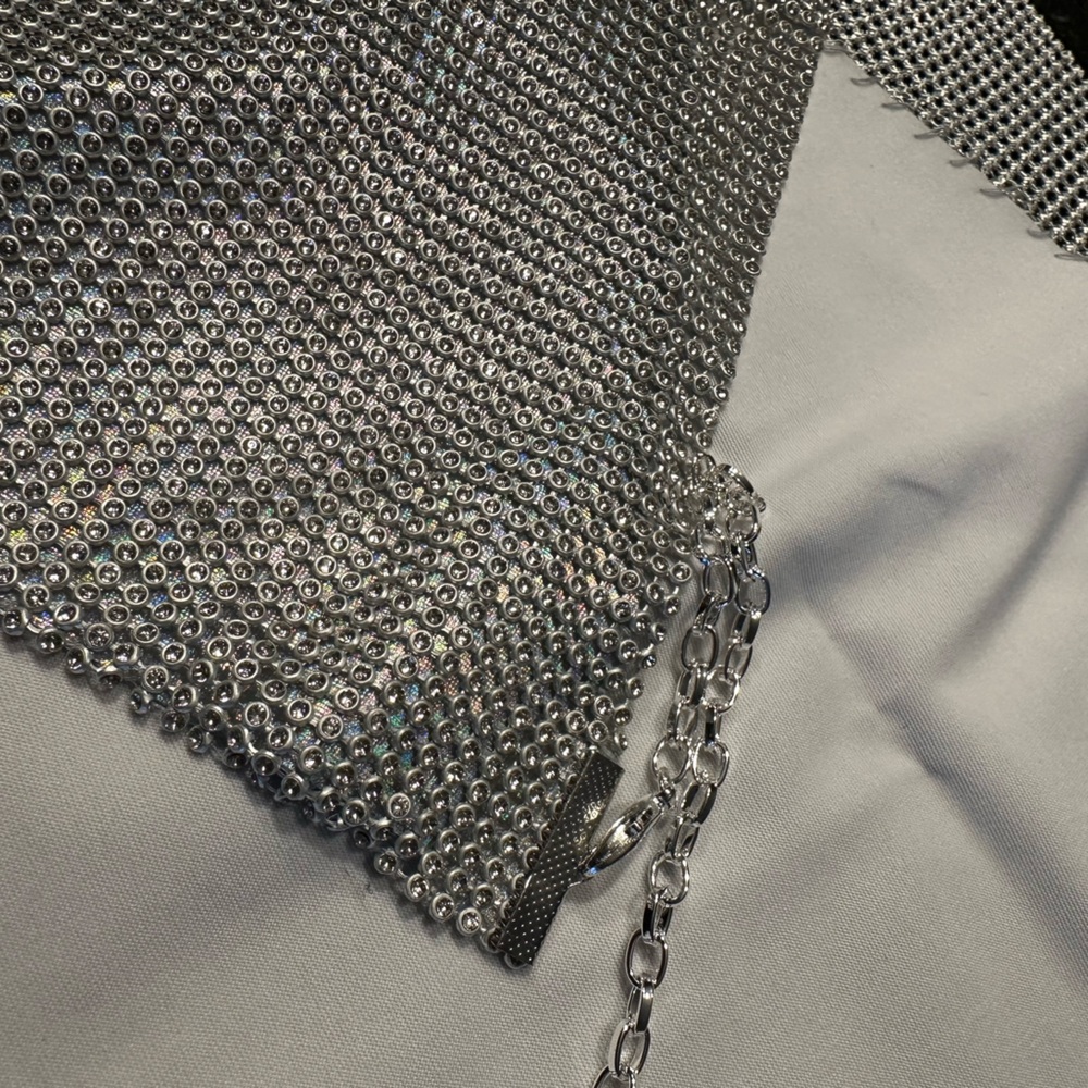 Iridescent Lined Rhinestone Crop Top - Picture 8 of 9